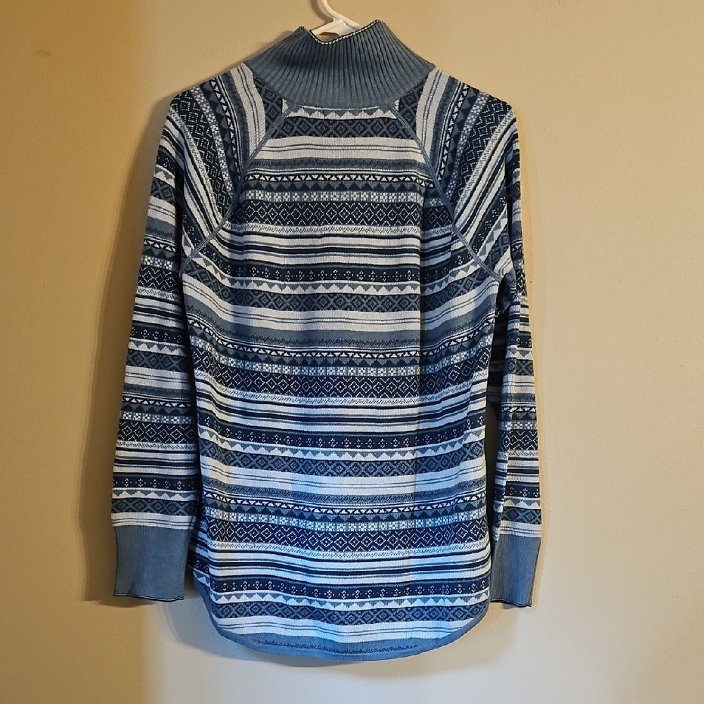 Blue Patterned Half-Zip Sweater NWT - image 11